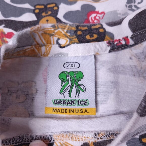 Vintage 90s Urban Ice 2XL Graphic Tee Monkey Print Camo Hip Hop USA - Picture 6 of 6